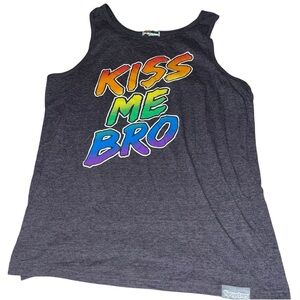 Tipsy elves kiss me bro pride tank top small S